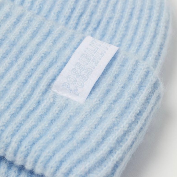 Soft H&H rib knit hat in pastel baby blue - Picture 2 of 2